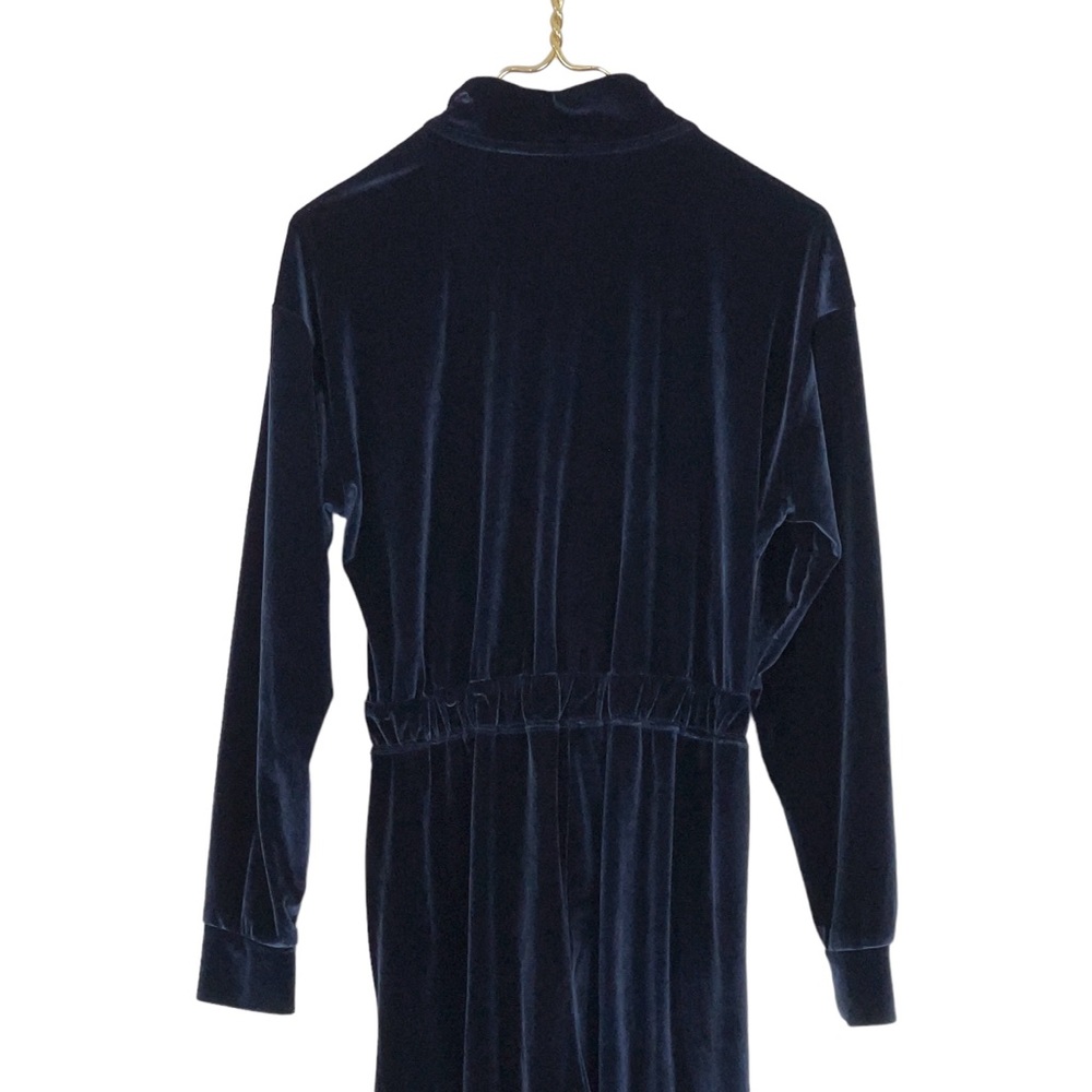 Fabletics Velour Wide-leg Jumpsuit Womens Sz Small Navy Blue Zip Cozy - Picture 6 of 12
